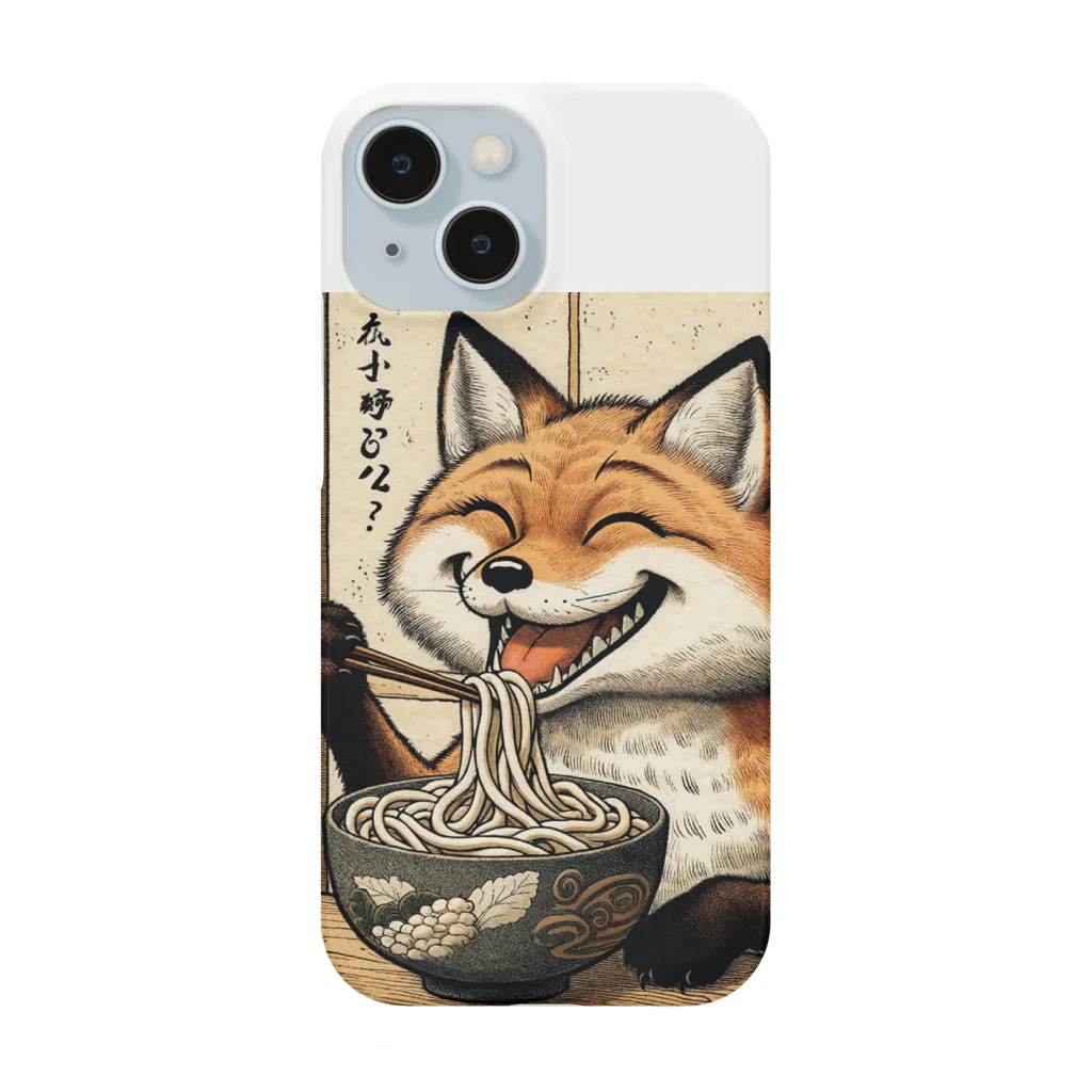 いきもの戯画のきつねうどん スマホケース