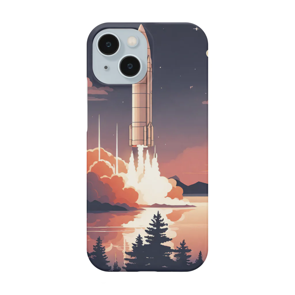 風に吹かれたいの夕暮れに打ち上げられるロケット Smartphone Case