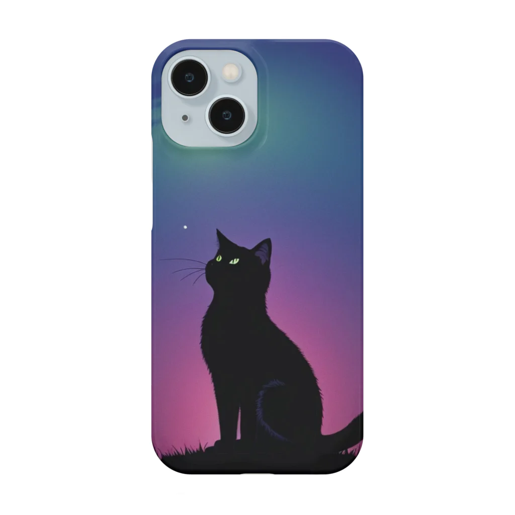 幸運のしっぽの黒猫と不思議な夜 Smartphone Case