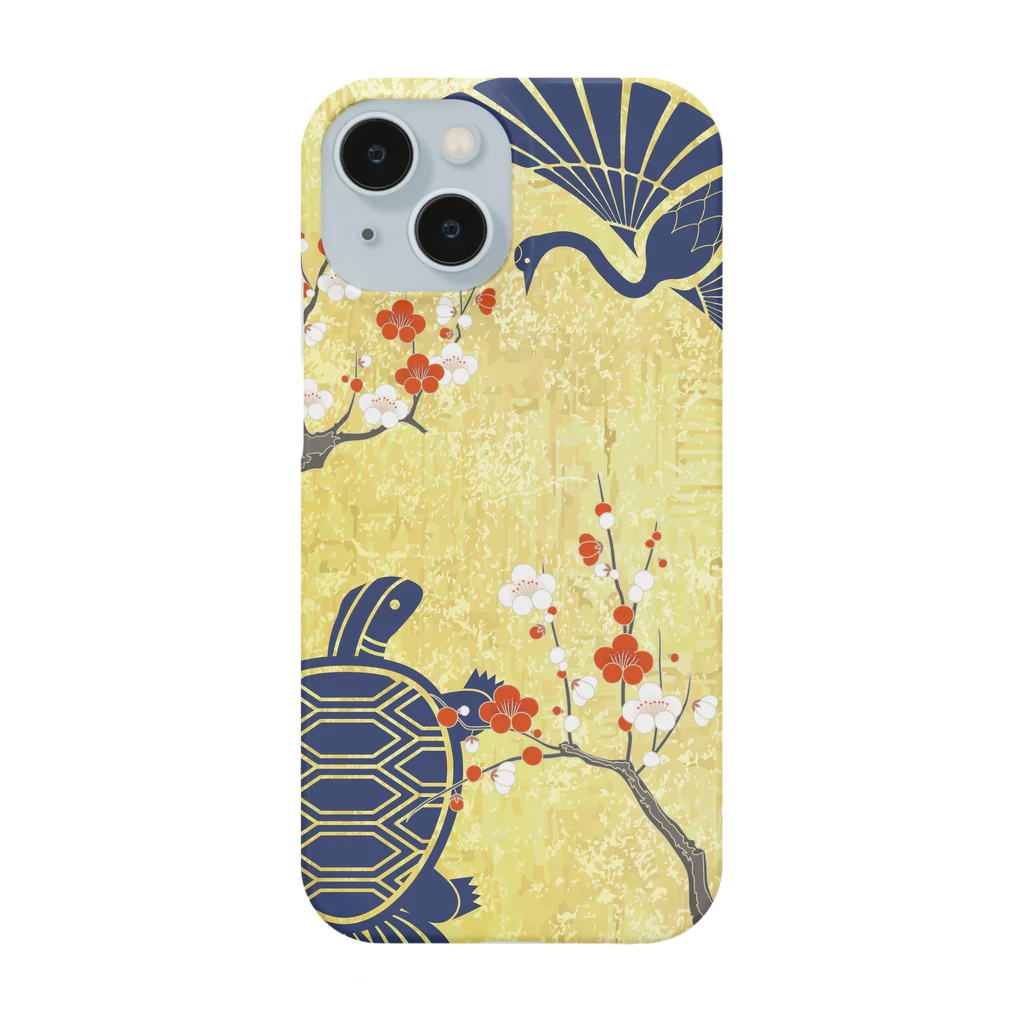 Musashi和柄Shop 【Japanese pattern】の鶴亀紅白梅スマホケース スマホケース