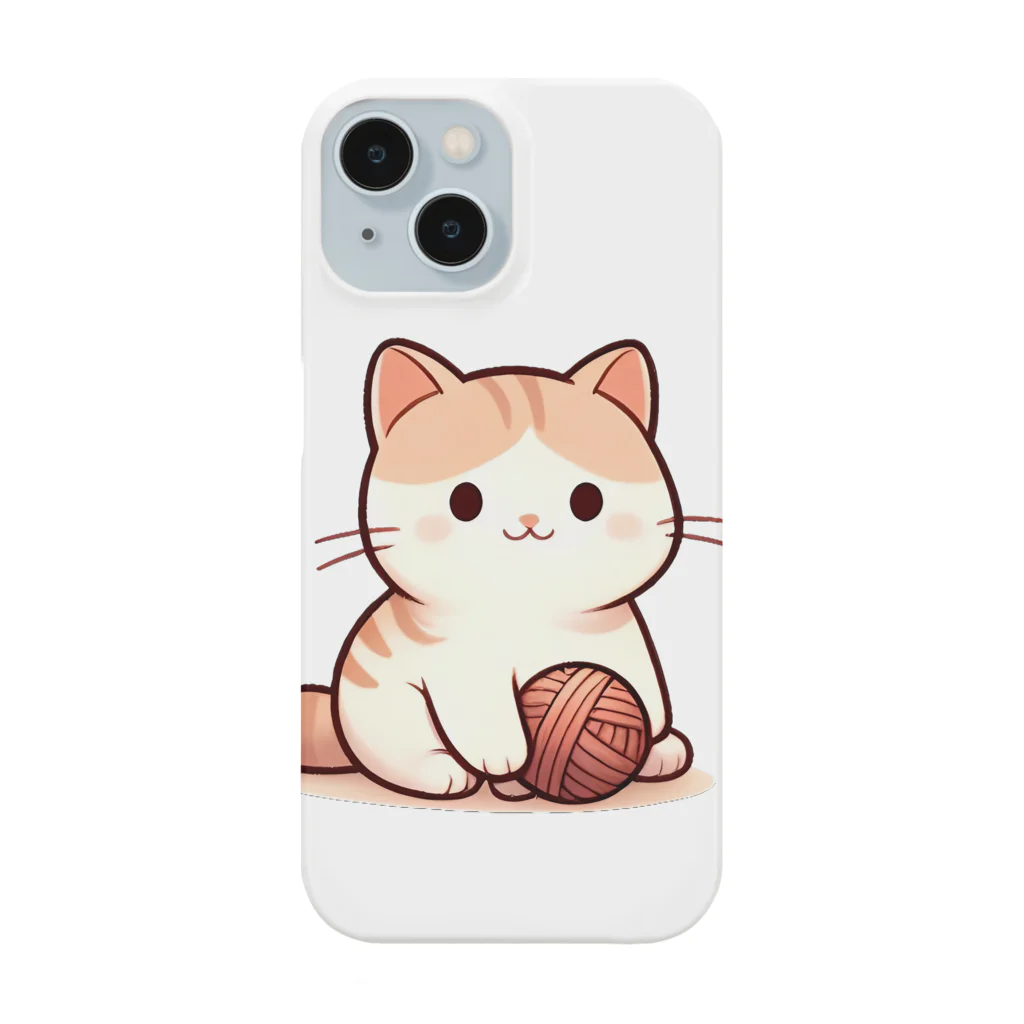 ふわふわ動物スタジオのふわふわの愛らしい猫ちゃんと毛糸玉 Smartphone Case