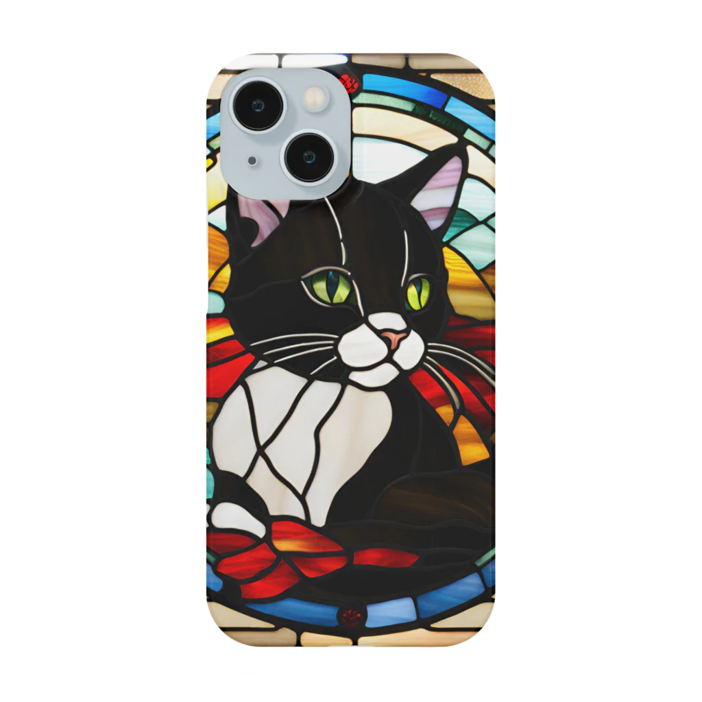 Sayuzu のステンドグラスの黒猫 Smartphone Case