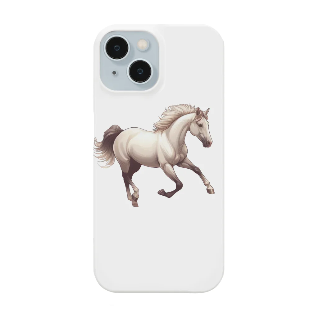 ふわふわ動物スタジオの優雅な白馬 - 美しさと力強さを兼ね備えたアートプリント Smartphone Case