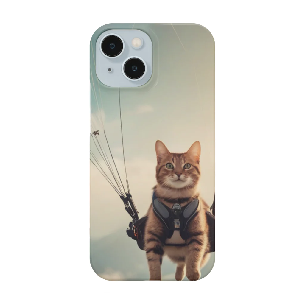 cat(゜))<<のパラシュートする猫 Smartphone Case