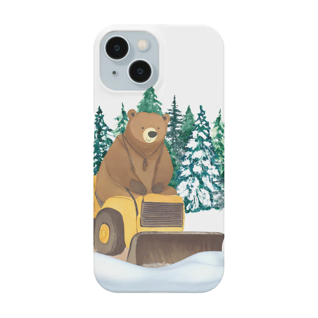 HappyFaceMarketの雪かきするクマ Smartphone Case