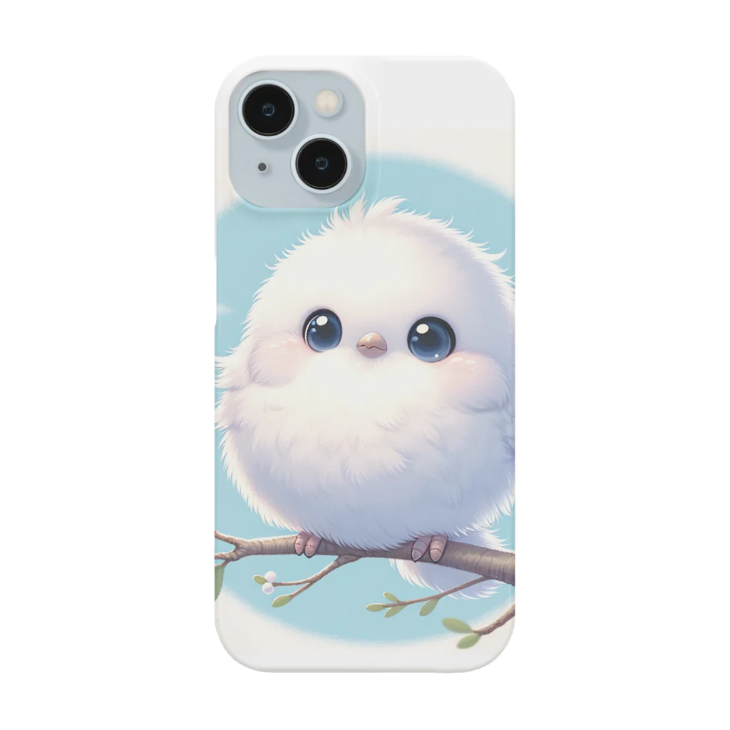 酉年による鳥好きのための鳥デザインの白くて真んまるなシマエナガ Smartphone Case