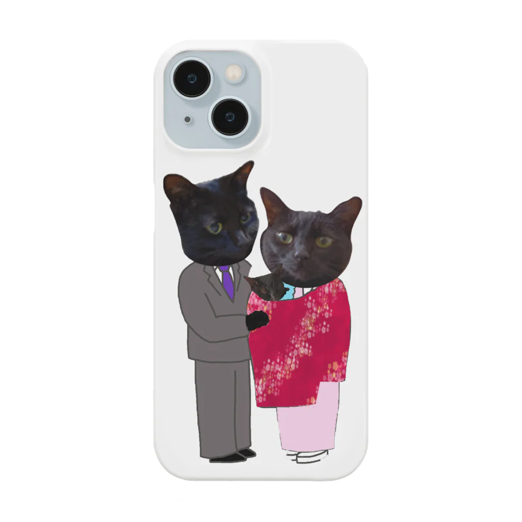 Parallel_merchの黒猫の親子 Smartphone Case