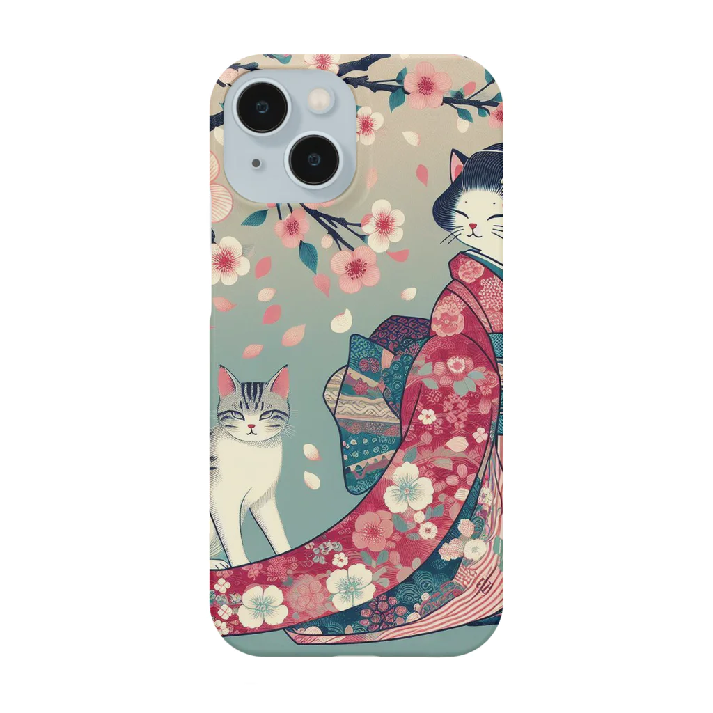 ParadigmStar　パラダイムスターの和風cat 見返り桜 Smartphone Case