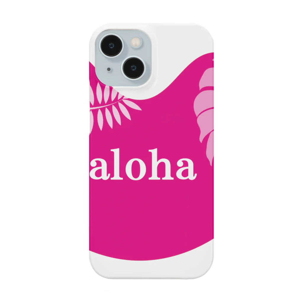 大漁旗　和柄のshopのピンク　ハート　aloha スマホケース