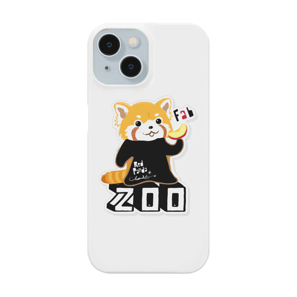 loveclonesのレッサーパンダ 0625 ZOOロゴ りんご大好き柄 スマホケース