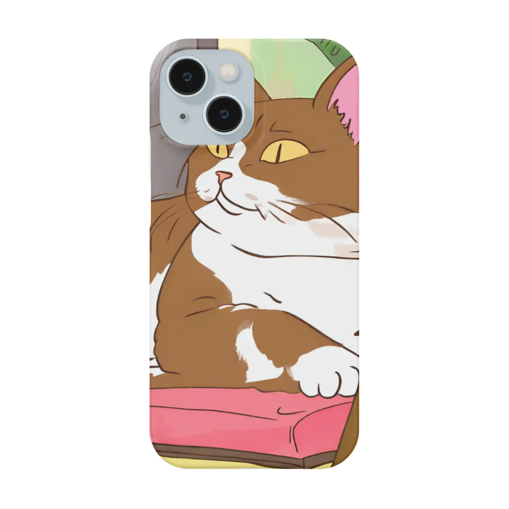 SaltyCookie Design Worksのダイニングチェアの上でくつろいでいるネコ(2)[カラー] Smartphone Case