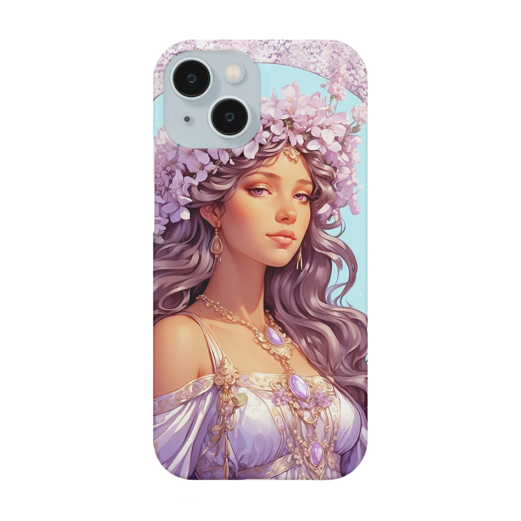 metaのライラックの花の妖精・精霊の少女の絵画 Smartphone Case