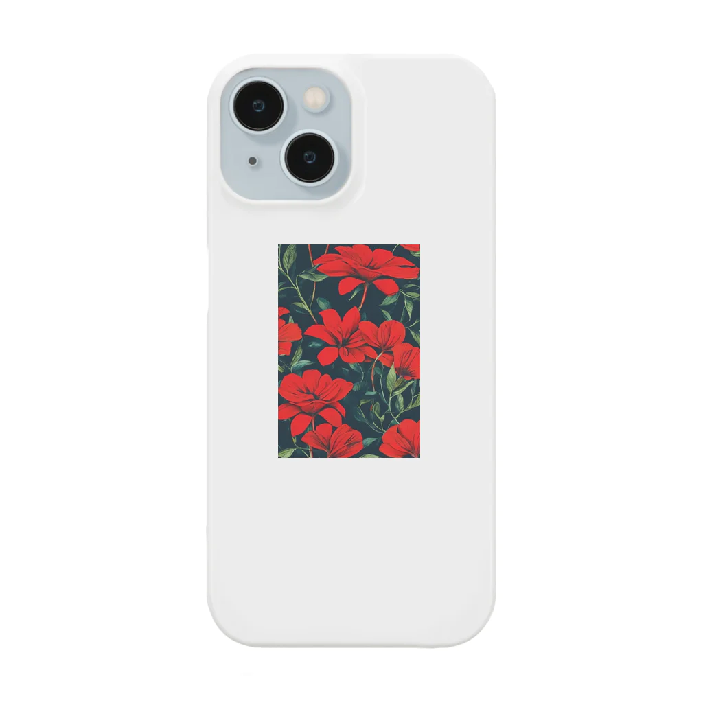 モノクロの赤花 Smartphone Case