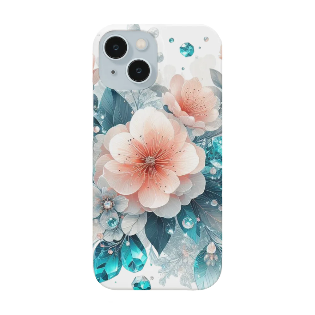 レベルUPの桃の花×エメラルド Smartphone Case