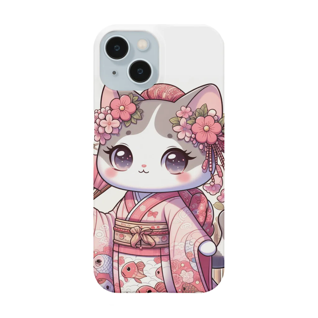 猫好き Japanの振り袖ねこ Smartphone Case