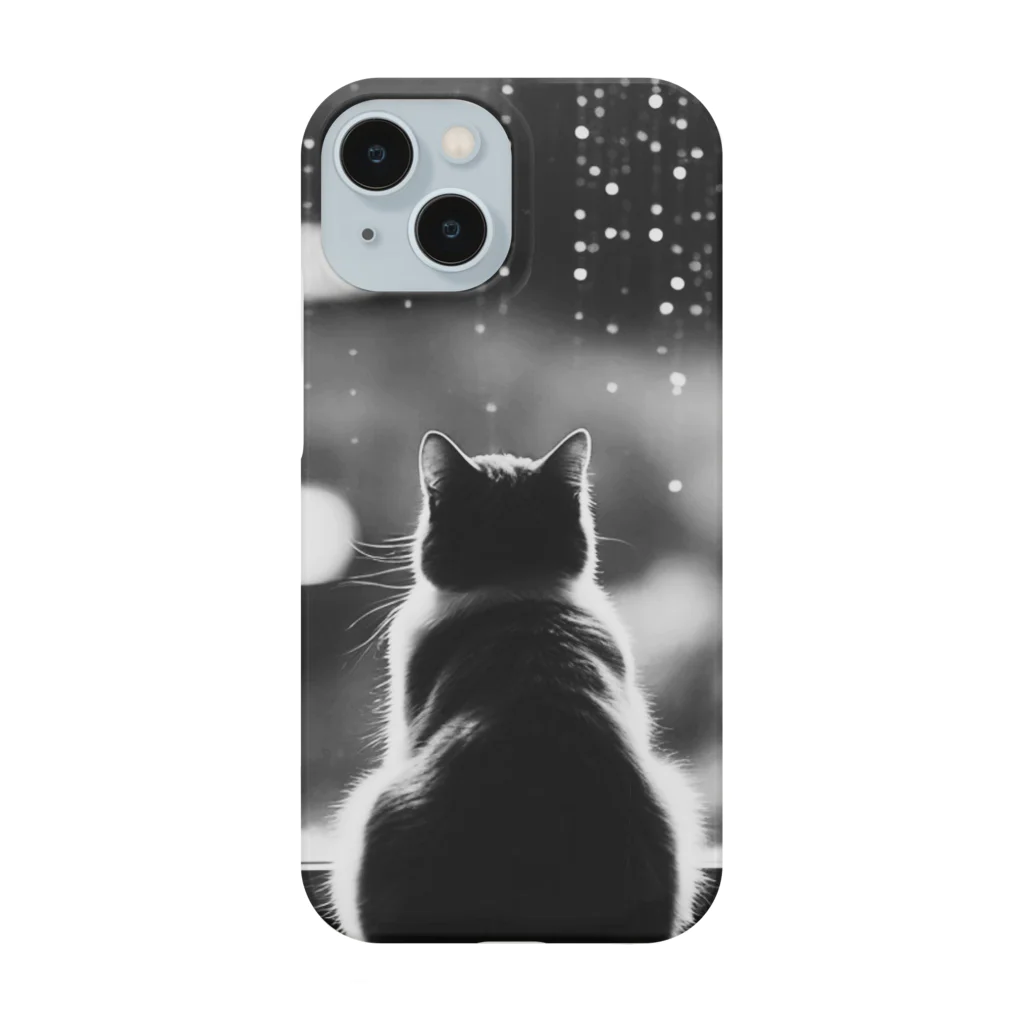 SaltyCookie Design Worksの窓の前で雨を眺めているネコ[クラシック] Smartphone Case