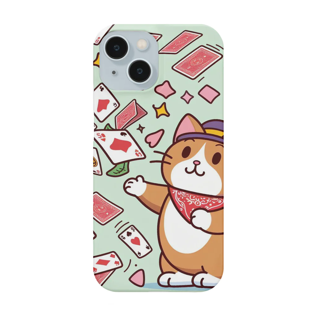 ぴーすけ🃏【ポーカーグッズ】のカード遊び猫 Smartphone Case