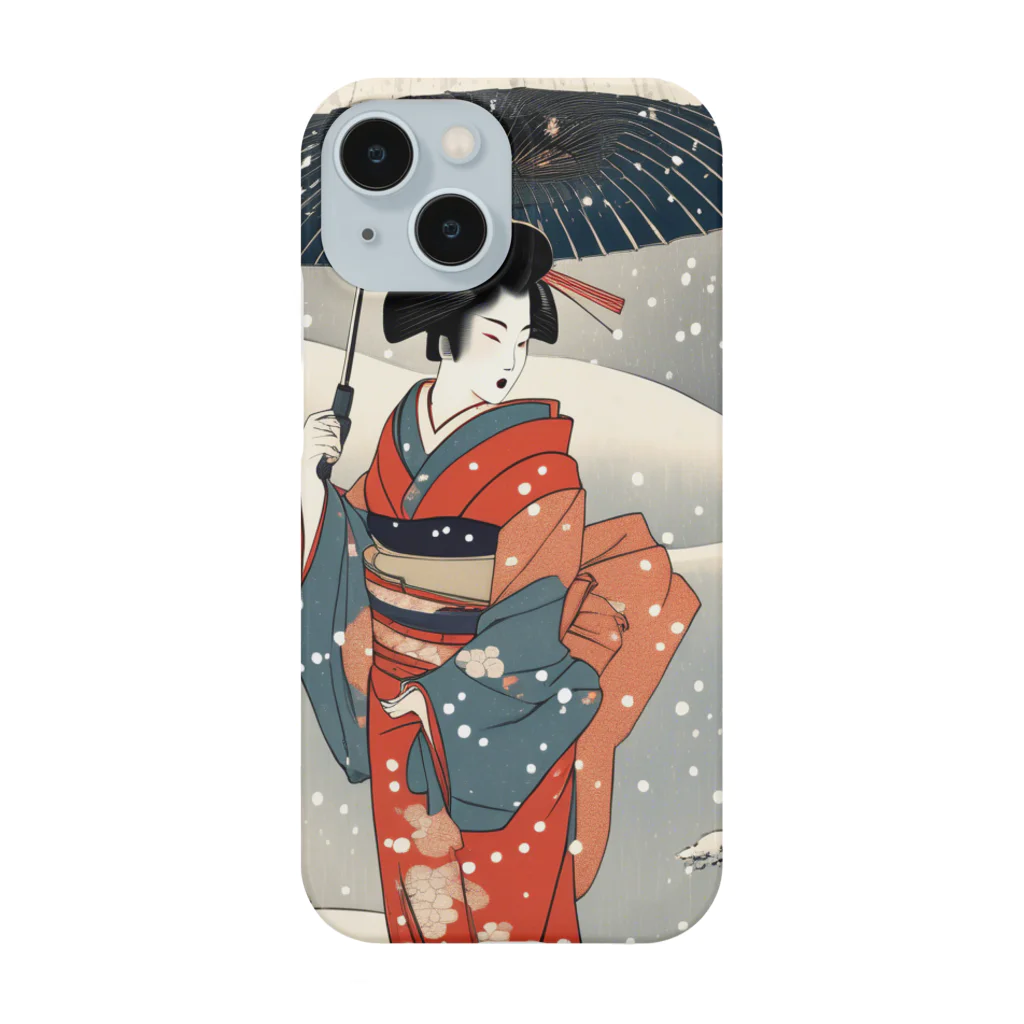 日本の風景 COOL JAPANの日本の風景、雪降る中を歩く舞妓さん　Japanese senery：Maiko in the snow Smartphone Case