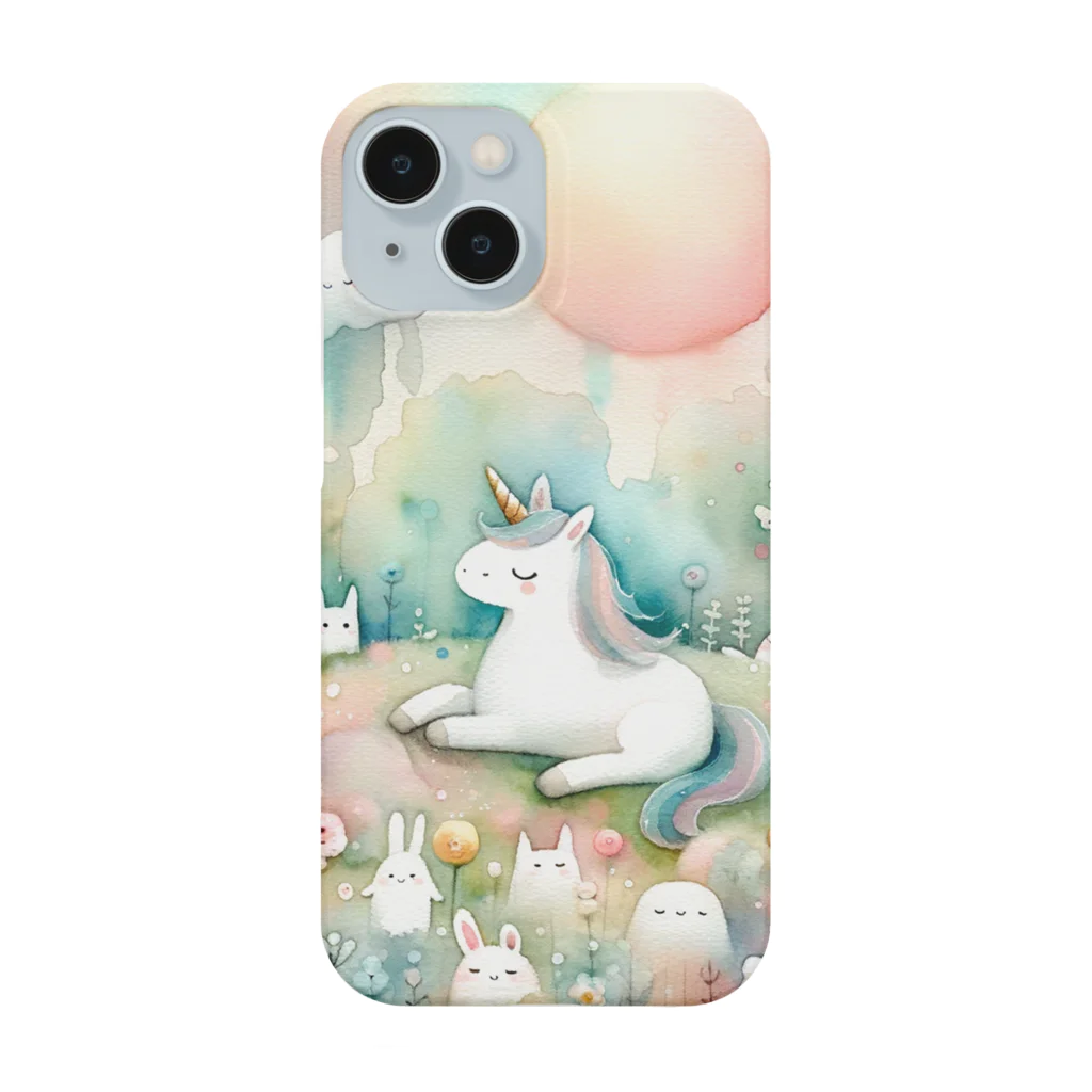 プチポップペインティングのうさぎとユニコーン Smartphone Case