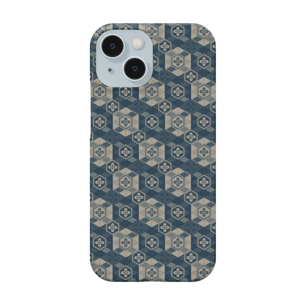 Pattern Bの【永久】紺色 / 亀甲花角 Smartphone Case