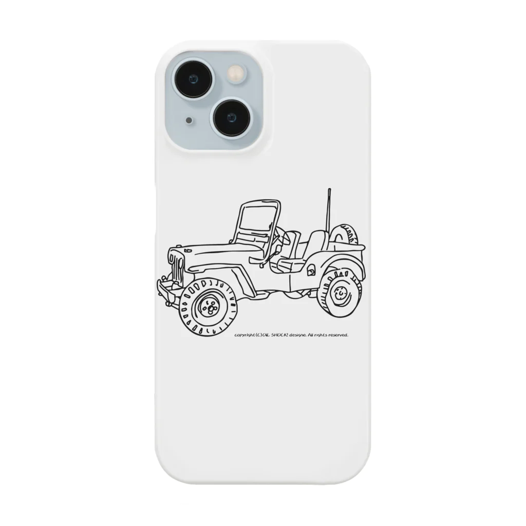 ファンシーTシャツ屋のJeep イラスト ライン画 Smartphone Case