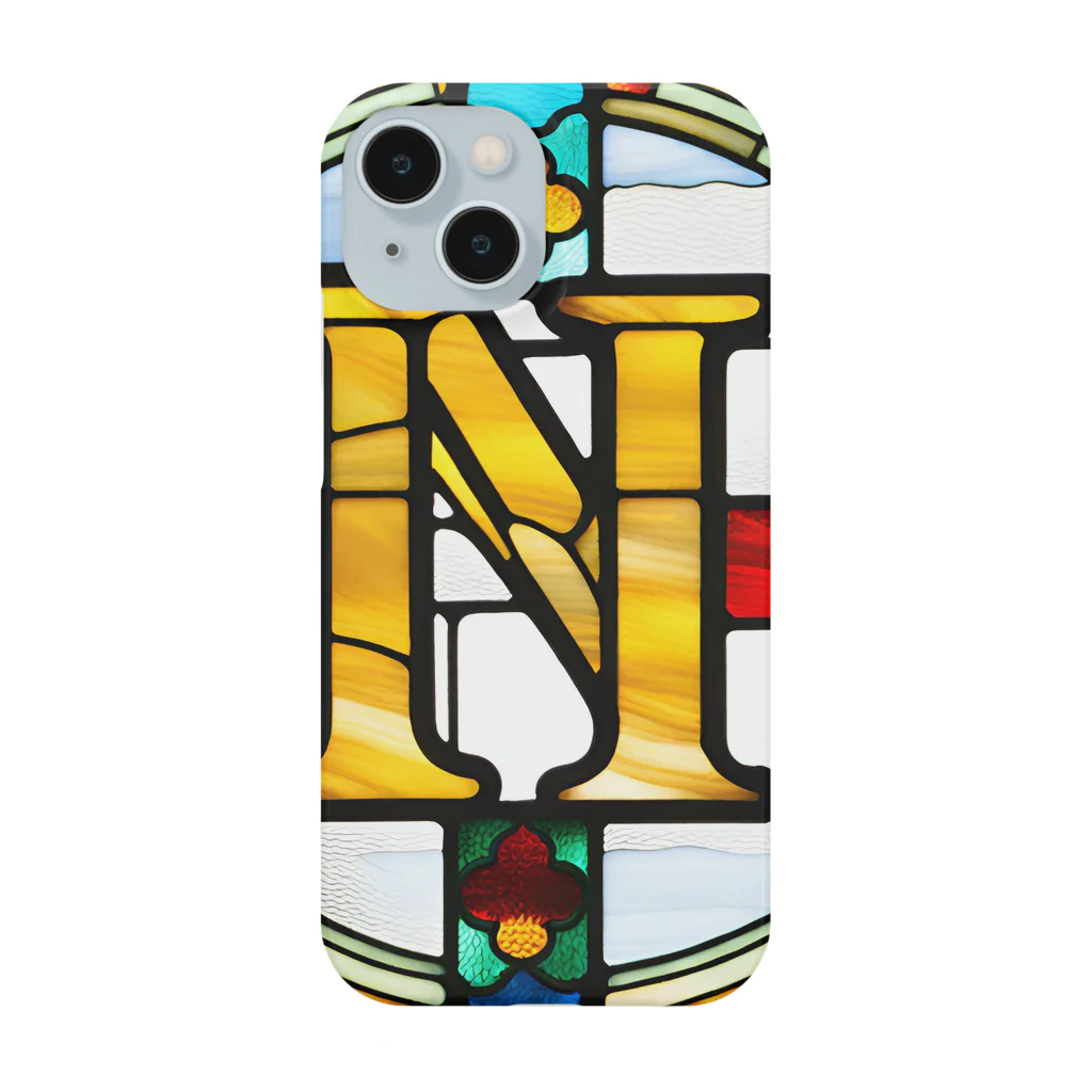 alphabet stained glassのstained glass N Smartphone Case