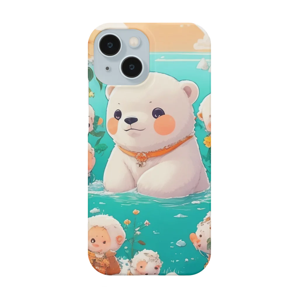 りんりんの可愛いシロクマちゃんショップ　かわいいよ！の水遊びをしている白熊 Smartphone Case