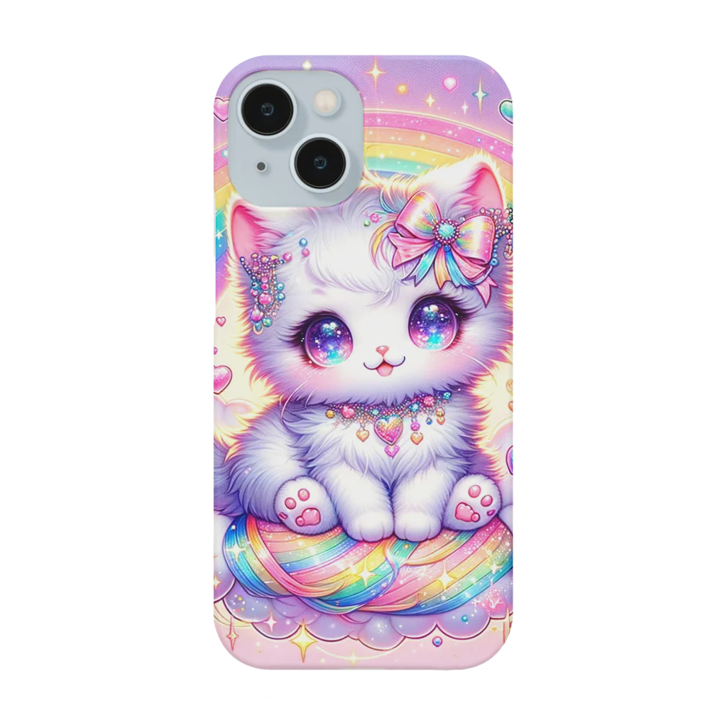 黒猫のluna　SUZURI支店のゆめかわ白にゃんこ(AI) Smartphone Case