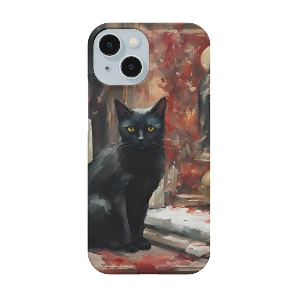 叶和の絵画風の黒猫🐈‍⬛ Smartphone Case