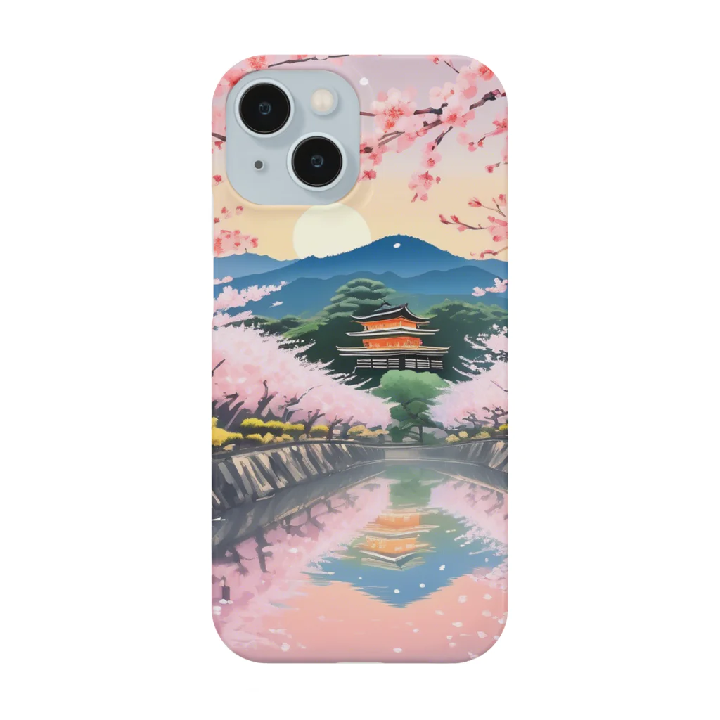 日本の風景 COOL JAPANの日本の風景:川面に映える満開の桜、Jpanese senery: Cherry blossoms in full bloom reflected on the river surface Cherry blossoms in full bloom reflected on the river surface Smartphone Case