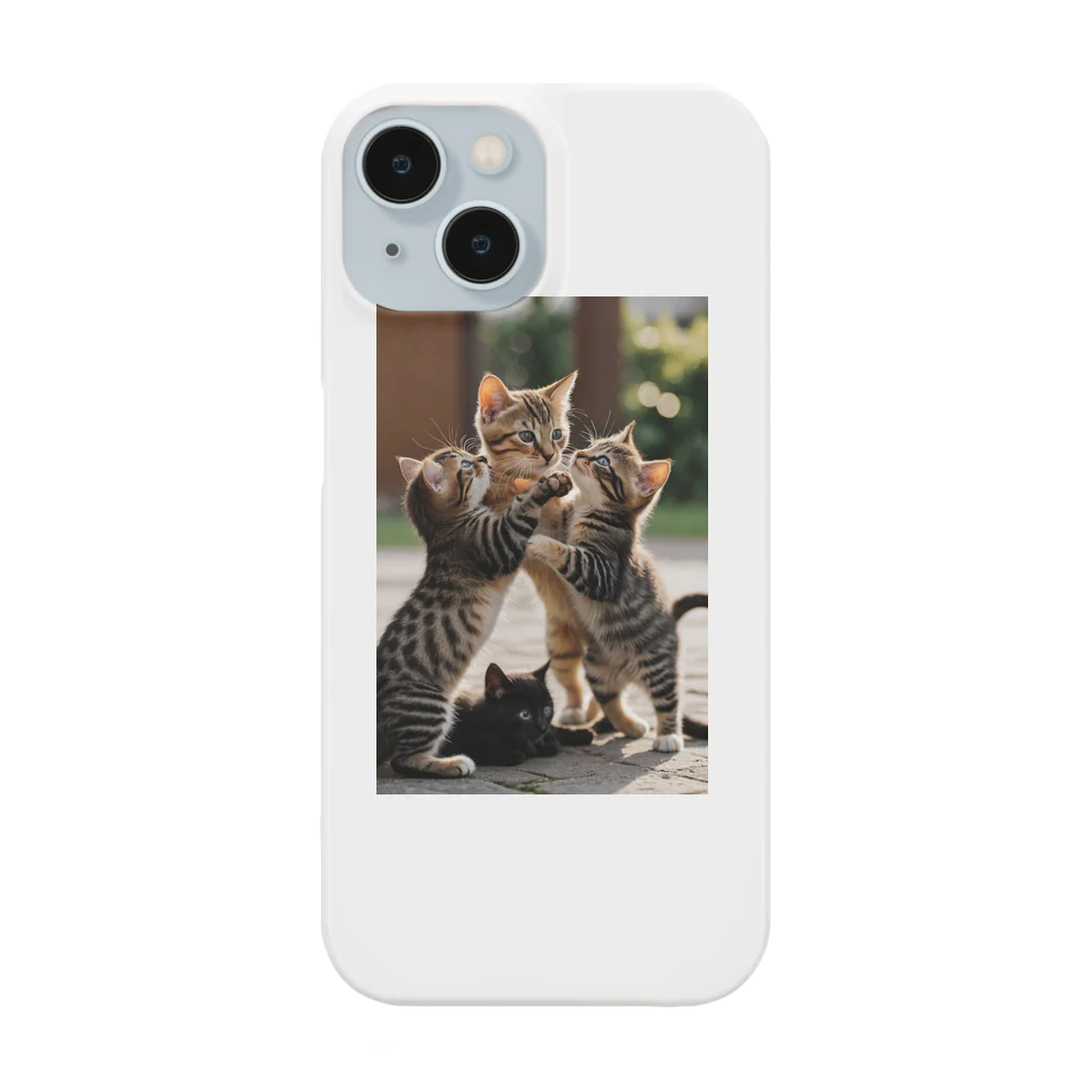 動物かわいいショップのねこちゃんケンカ中 Smartphone Case