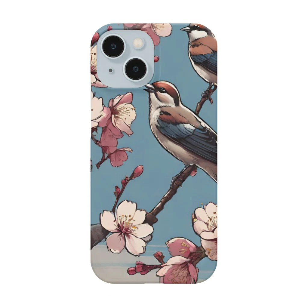 ウェブエンパイアの桜と雀（Cherry blossom & sparrow)  01 Smartphone Case