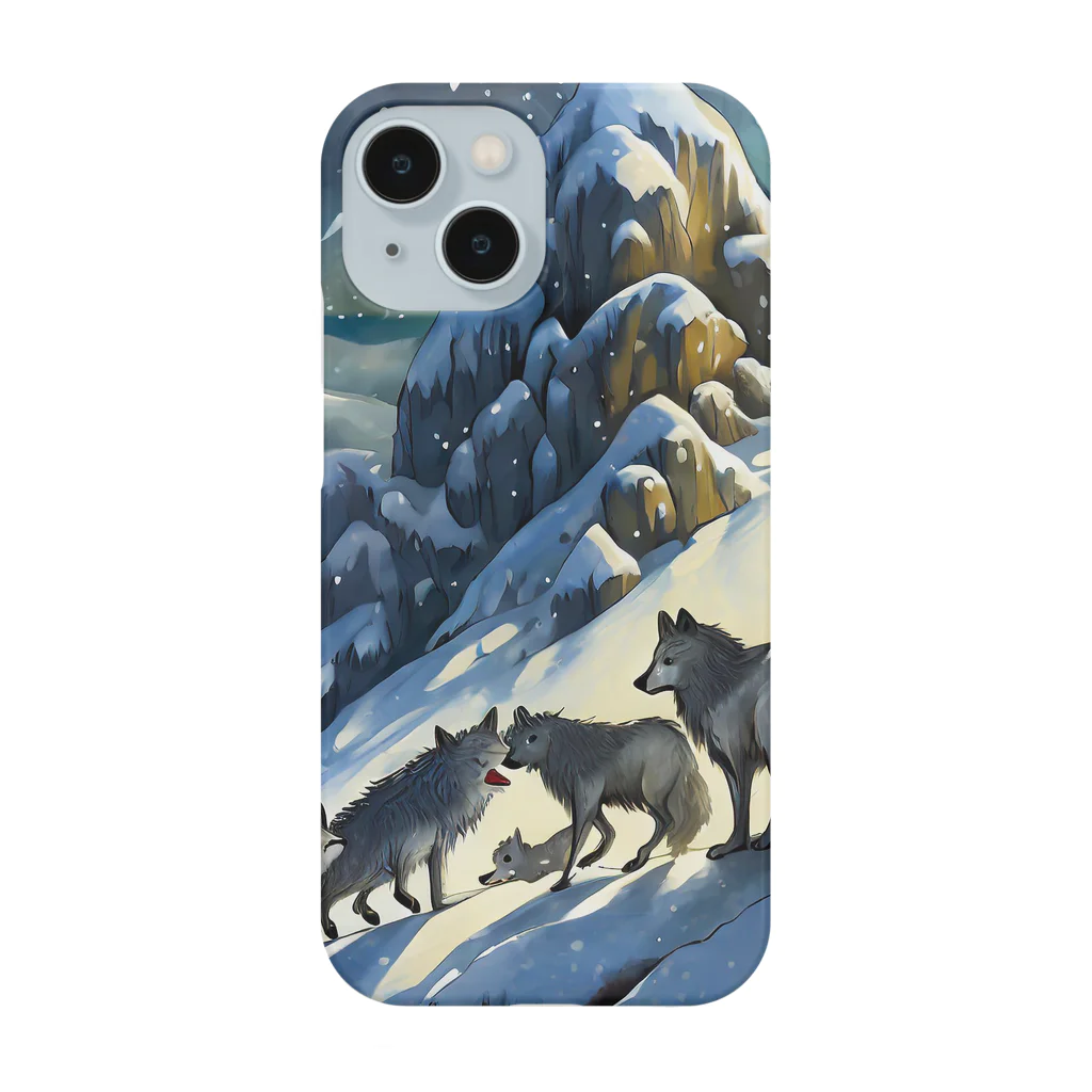 DREAMHOUSEの雪山のオオカミの群れ Smartphone Case