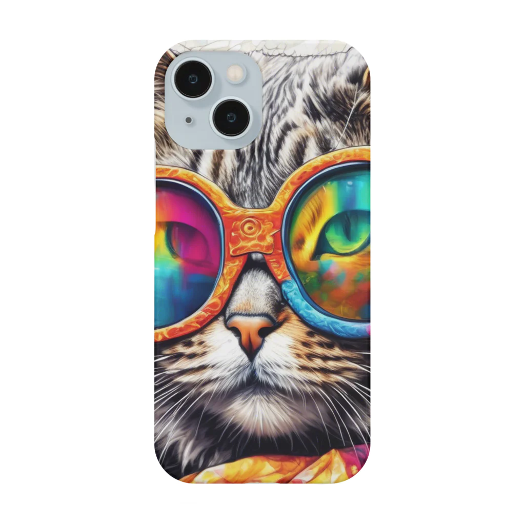 だんのんのカラフルメガネをかけた猫 Smartphone Case