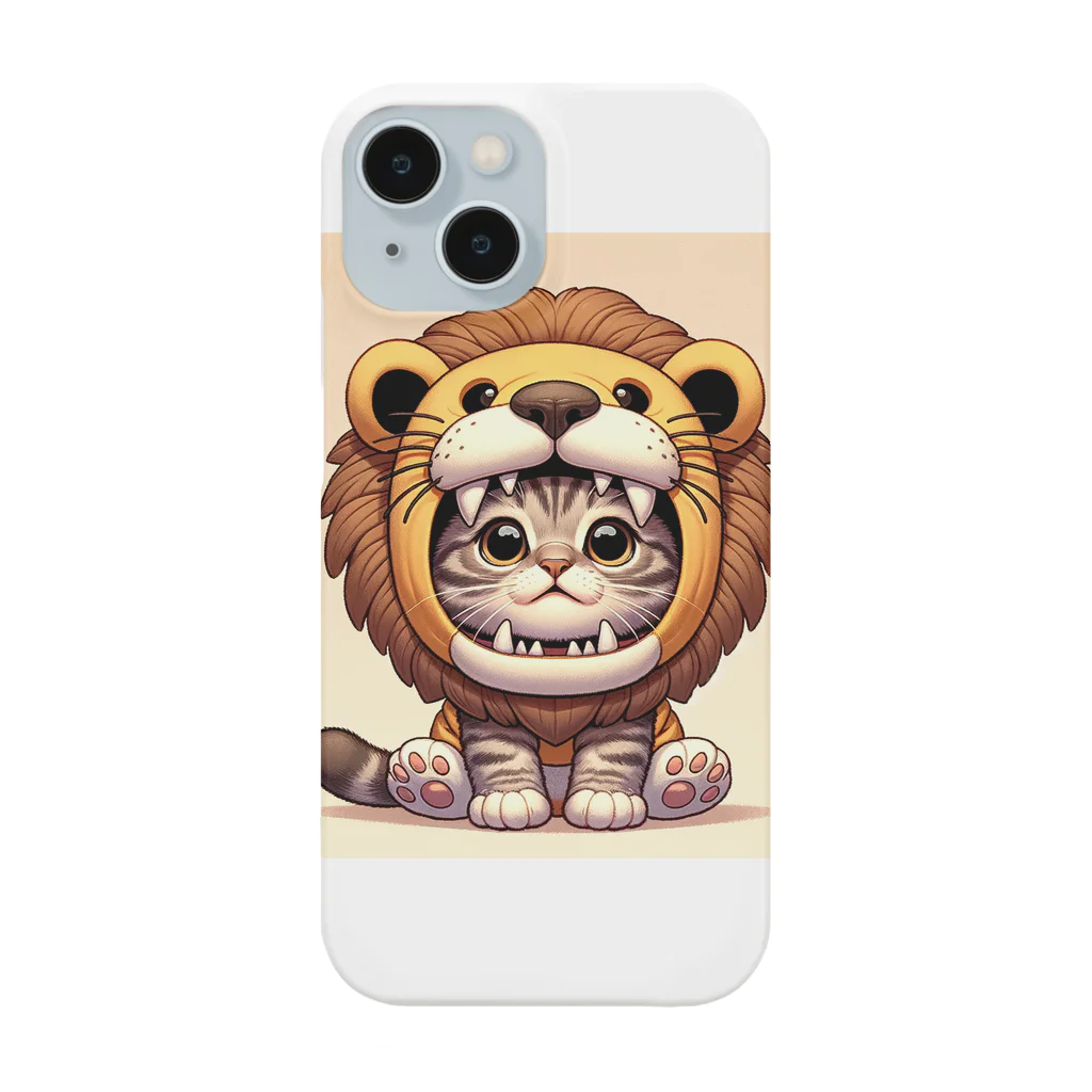 IloveCatのライオンのフードが座っている子猫 Smartphone Case