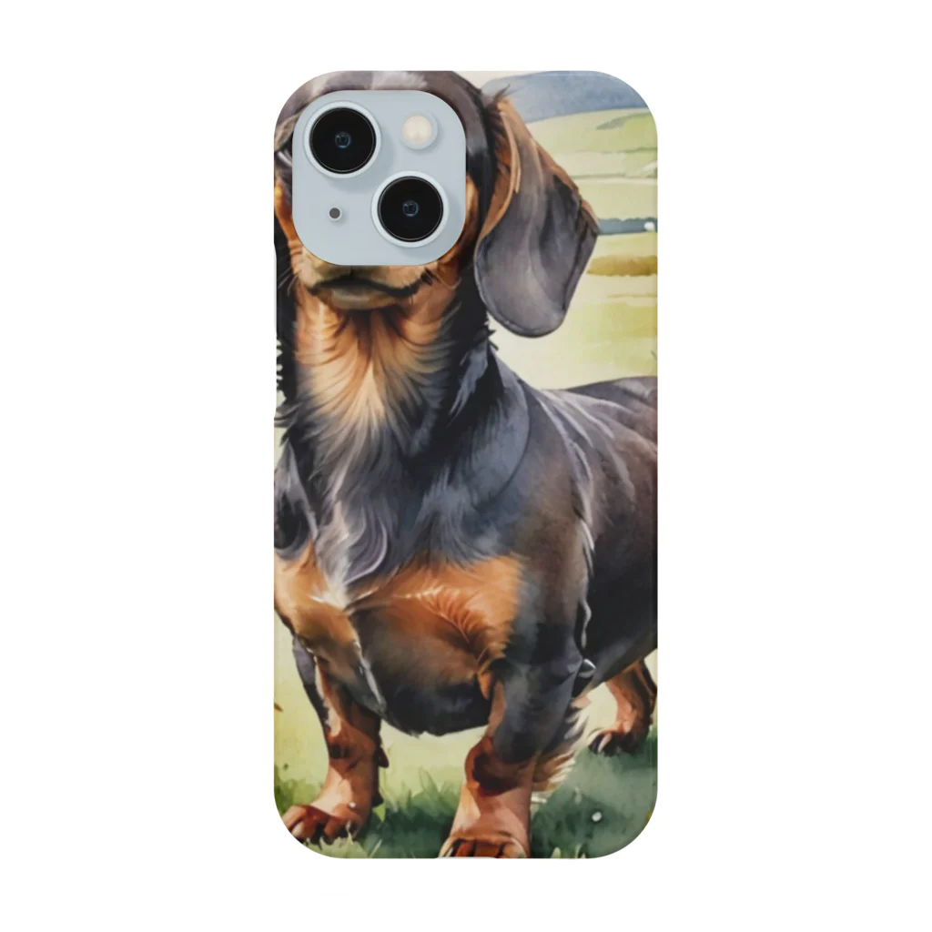 Animal Illustration shopのミニチュア・ダックスフンド　Miniature Dachshund　水彩画風 Smartphone Case