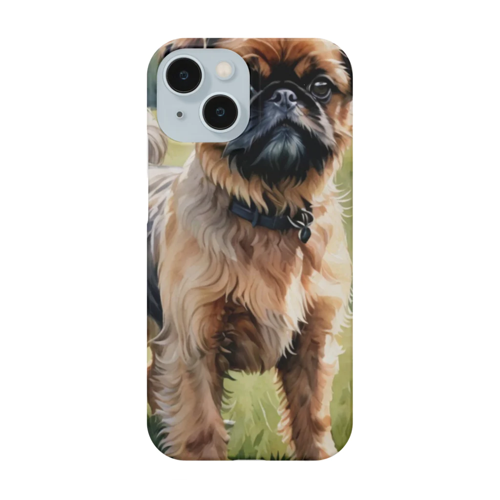 Animal Illustration shopのブリュッセル・グリフォン　Brussels Griffon　水彩画風 スマホケース