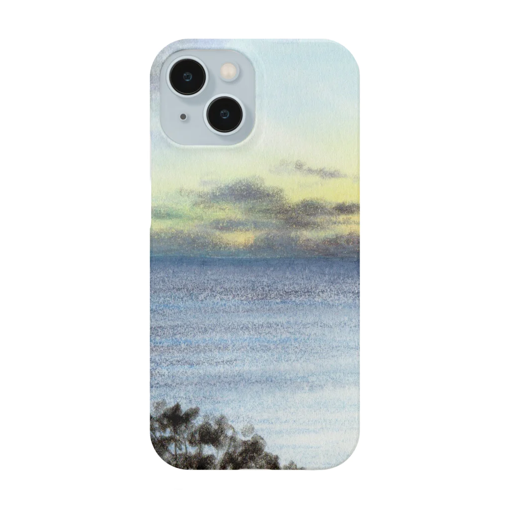 水彩色鉛筆チャンネルの夕暮れの海（水彩色鉛筆画） Smartphone Case