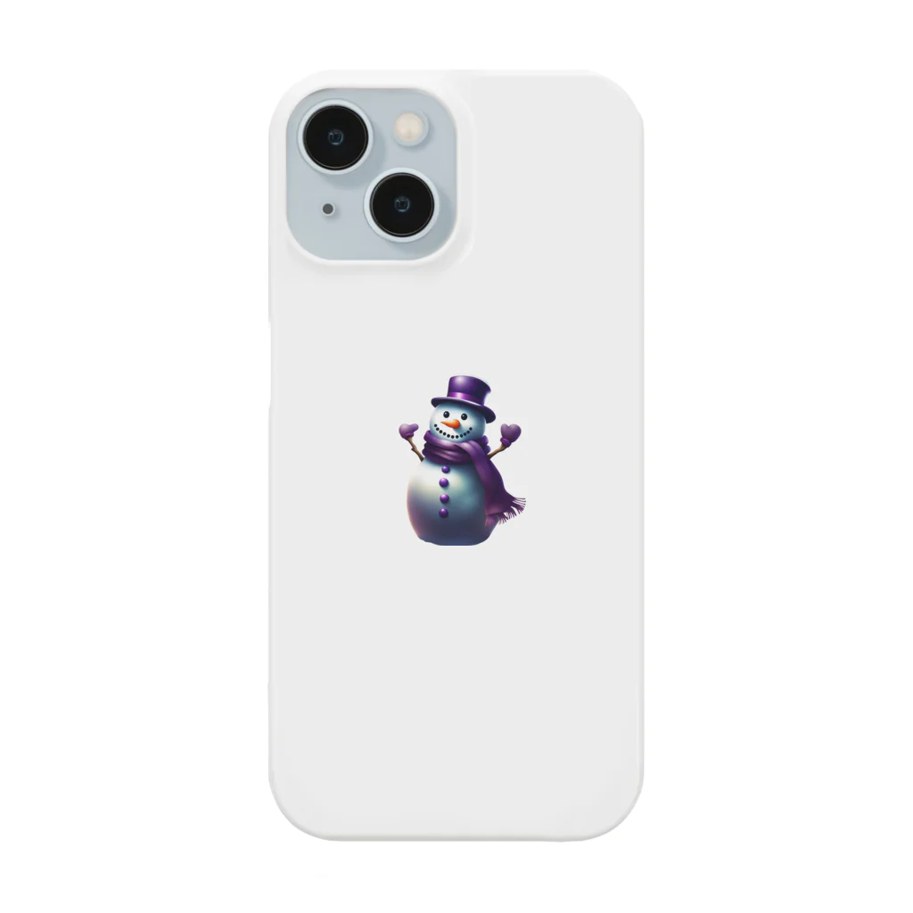 M Oのsnowman with purple scarf スマホケース