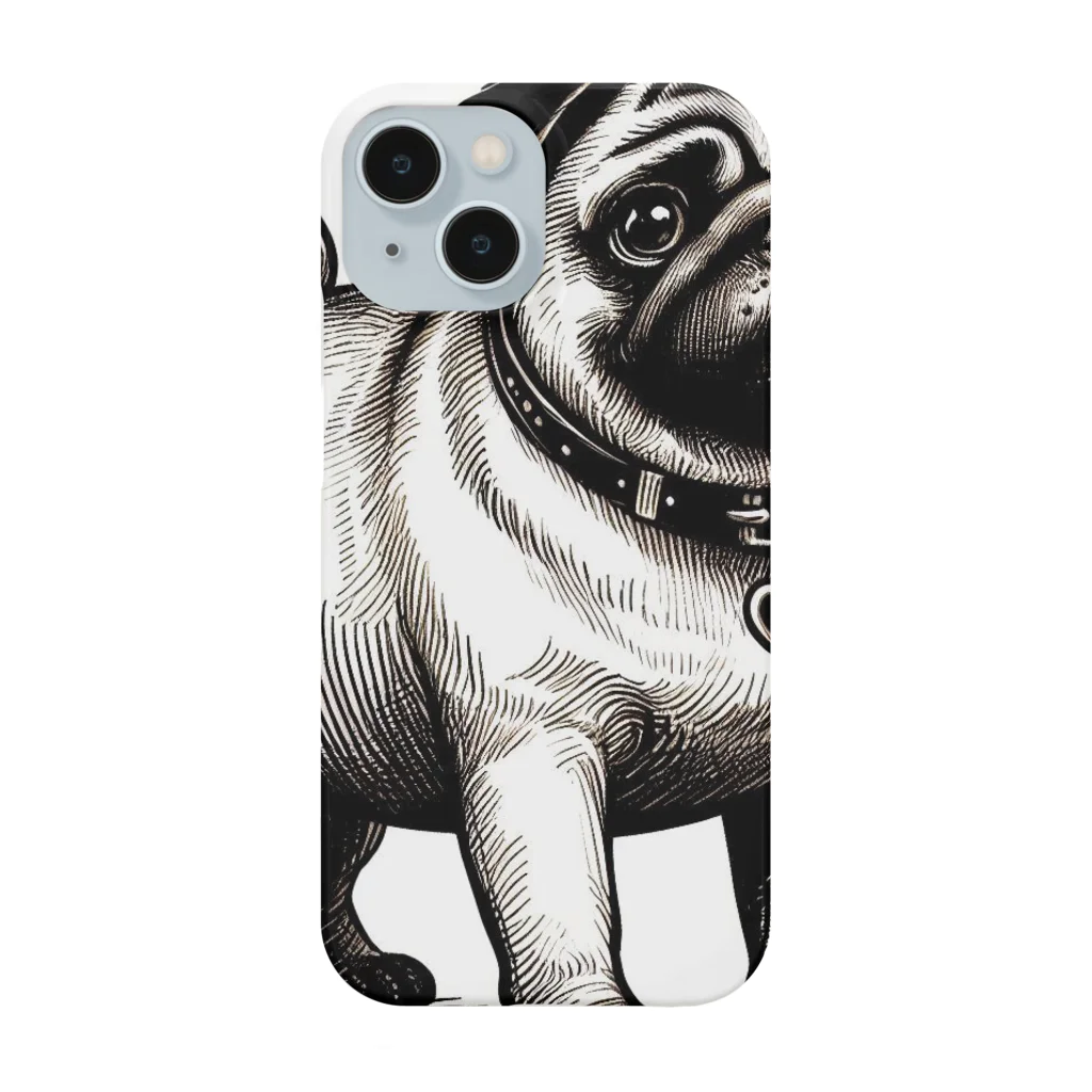 鼻ぺちゃ犬と和猫のパグの表情 Smartphone Case