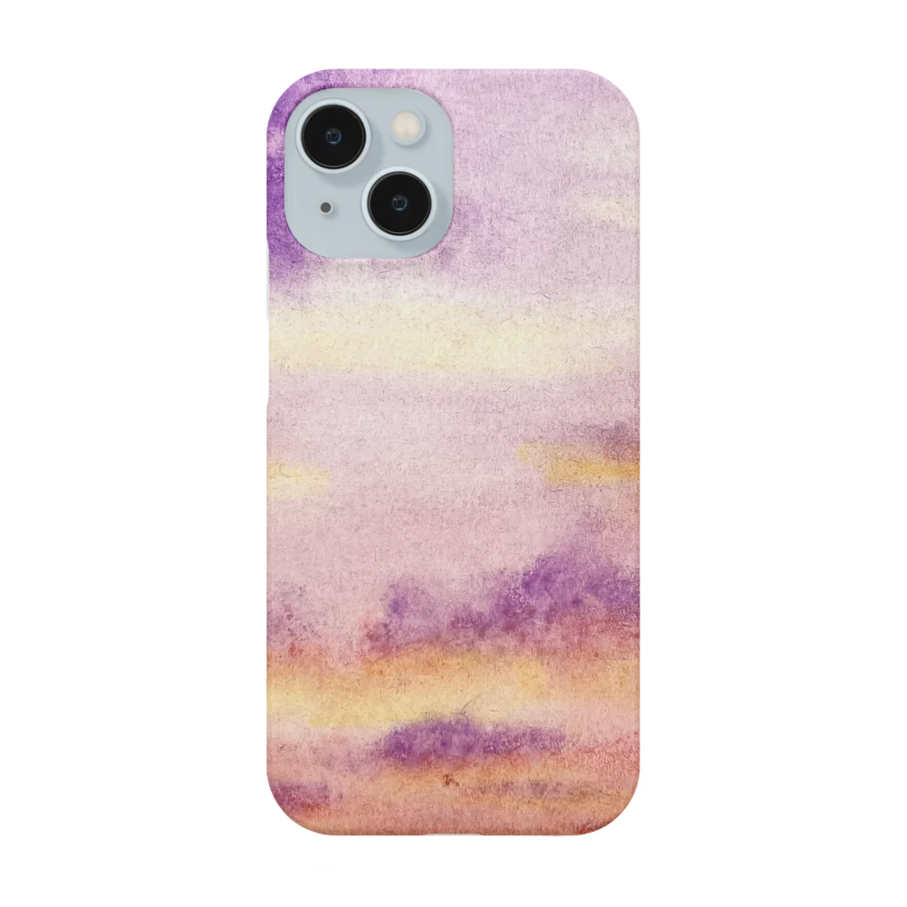 水彩色鉛筆チャンネルの紫色の雲と夕焼け（水彩色鉛筆画） Smartphone Case