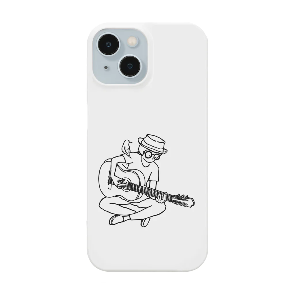 QROOVYの線画　ギターの音色に誘われて　モノクロ Smartphone Case