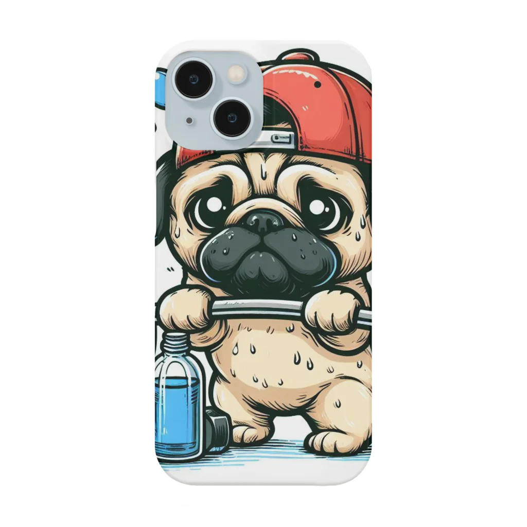 鼻ぺちゃ犬と和猫の筋トレ パグ Smartphone Case