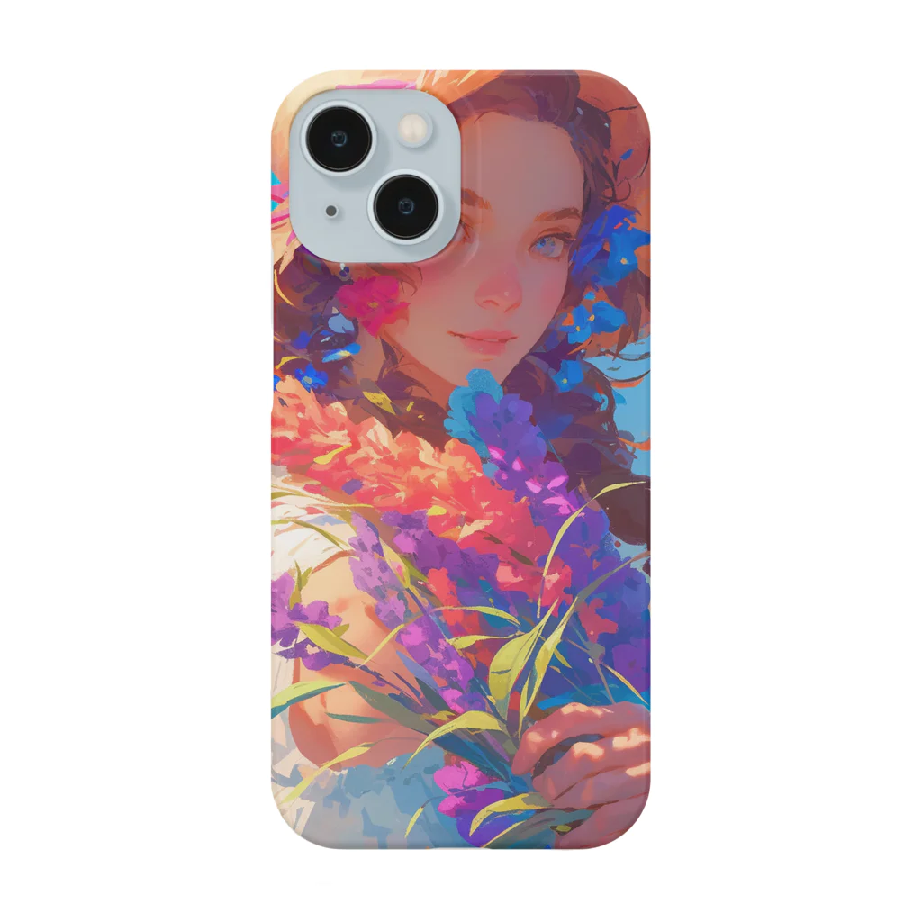 AQUAMETAVERSEのツバの広い帽子と春の花　ラフルール　1859 Smartphone Case