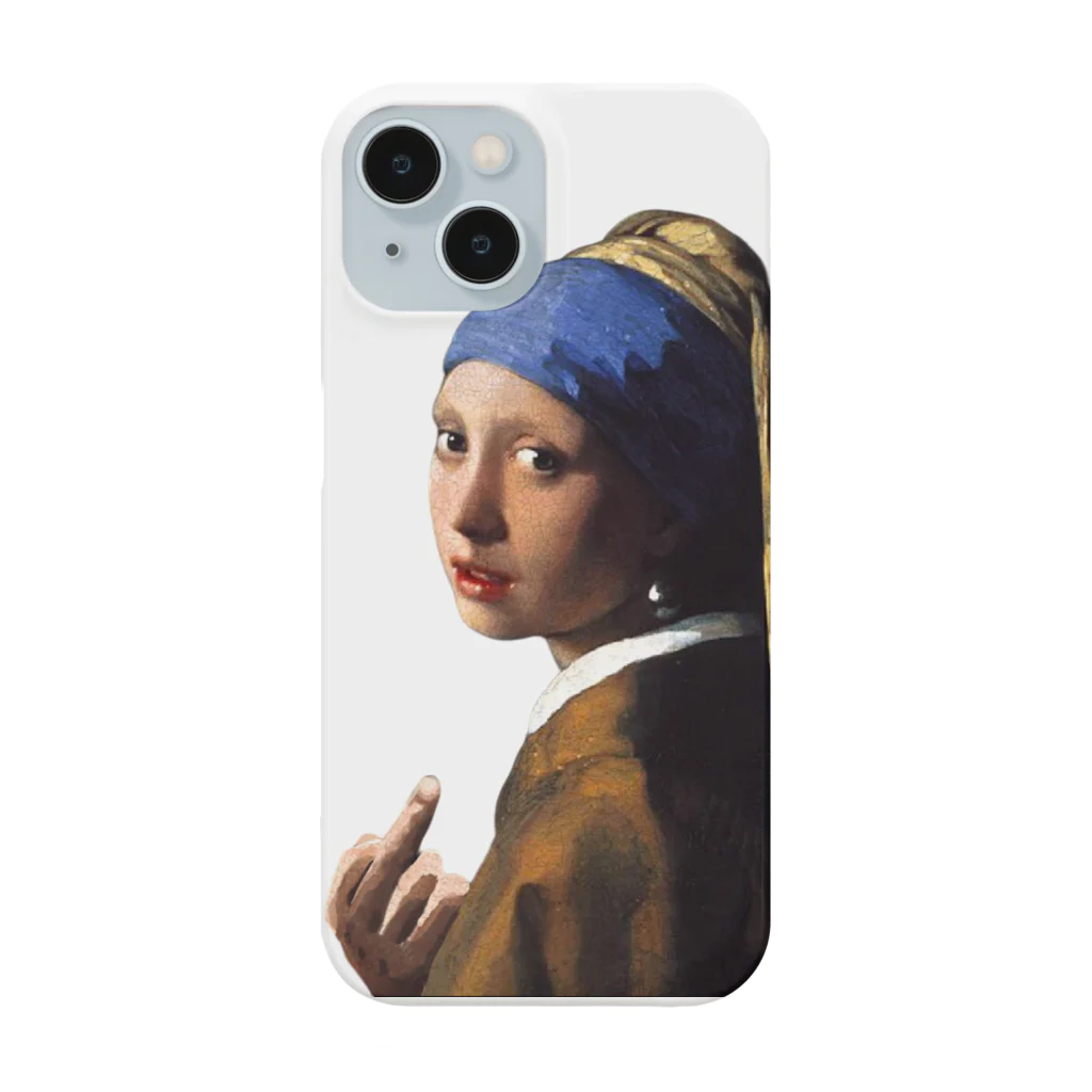 ZOO HOUSEの (真珠の耳飾りの少女) Girl with a Pearl Earring and a Middle Finger スマホケース