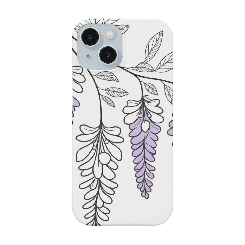 LINEart onlyONEのLINEart 「藤の花」 iPhone Smartphone Case