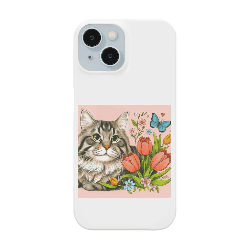 Y m @Y's shopの猫とチューリップ Smartphone Case