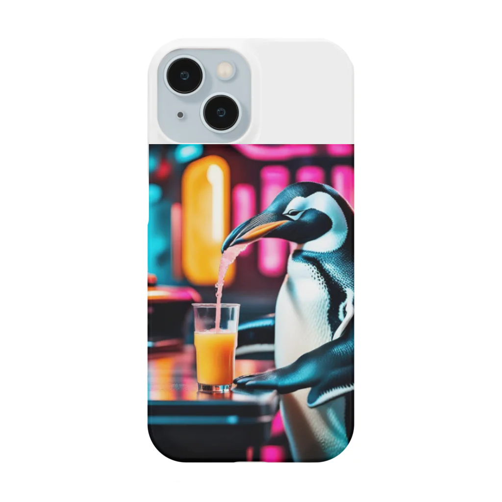 ねこっぷ屋|のジュースを飲んでるペンギン君 Smartphone Case