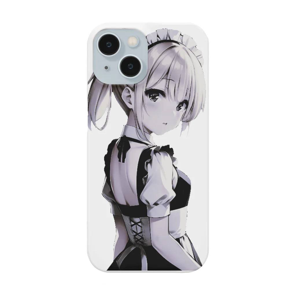 agomamushiの見返り金髪ポニテメイドさんモノクロバージョン Smartphone Case