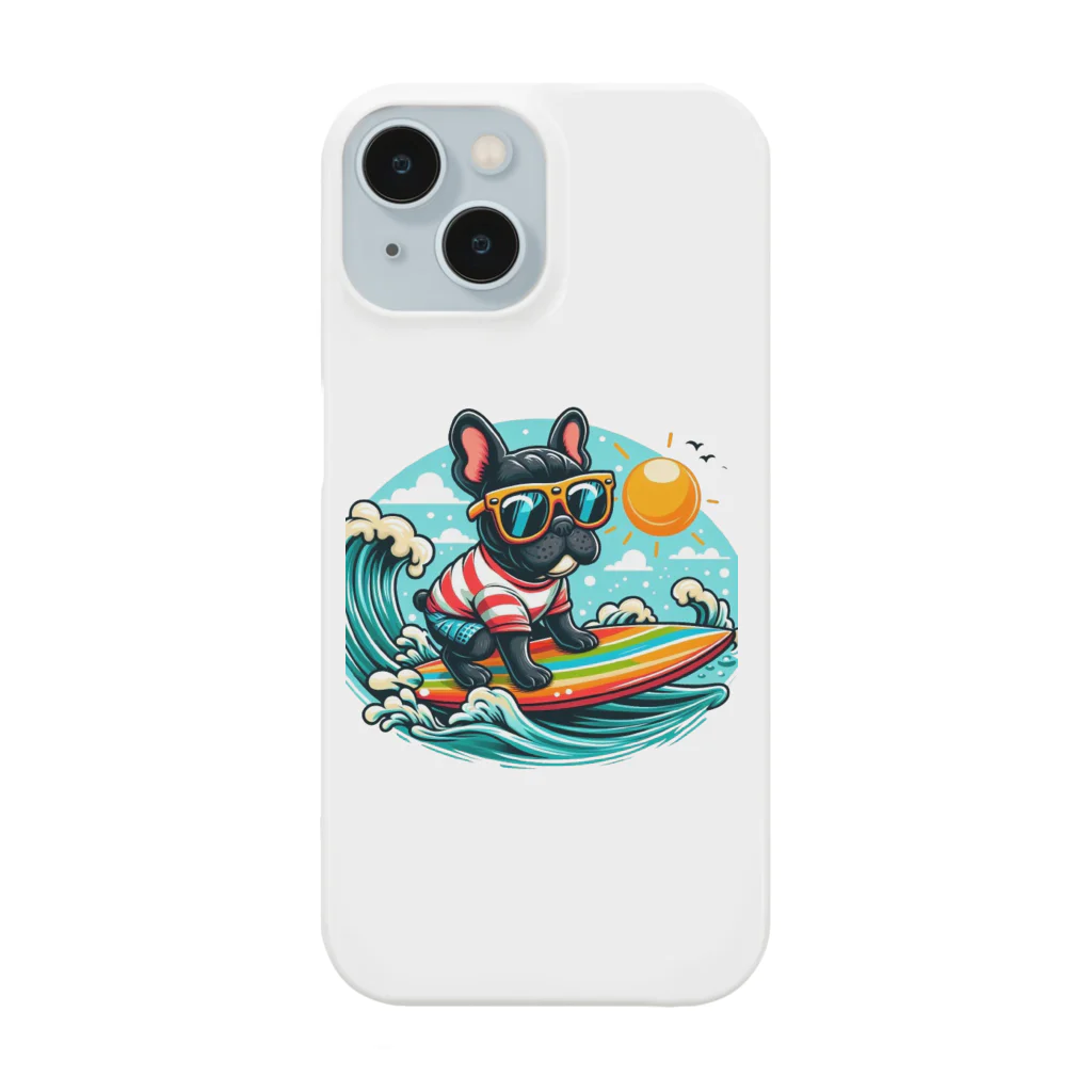 Surfing Dogの波乗りフレンチブルドッグ スマホケース